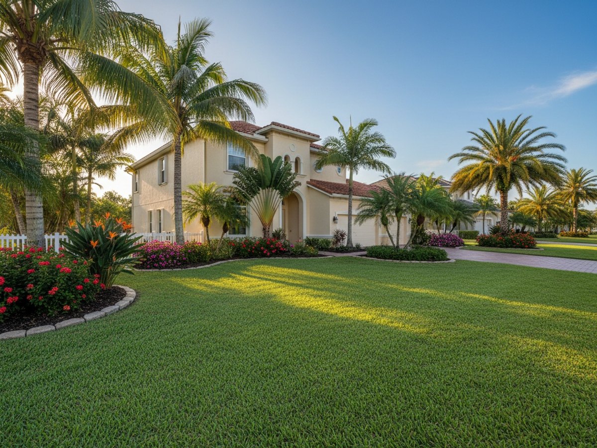 Freshly mowed green lawn
